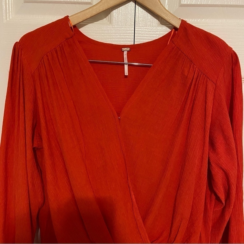 Free People Check On It Faux Wrap Blouse. - Picture 5 of 11